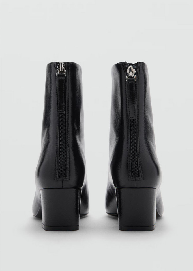 NEW MANGO MNG $139 BLACK LEATHER ZIPPED ANKLE BOOTS SZ 37 US 6.5