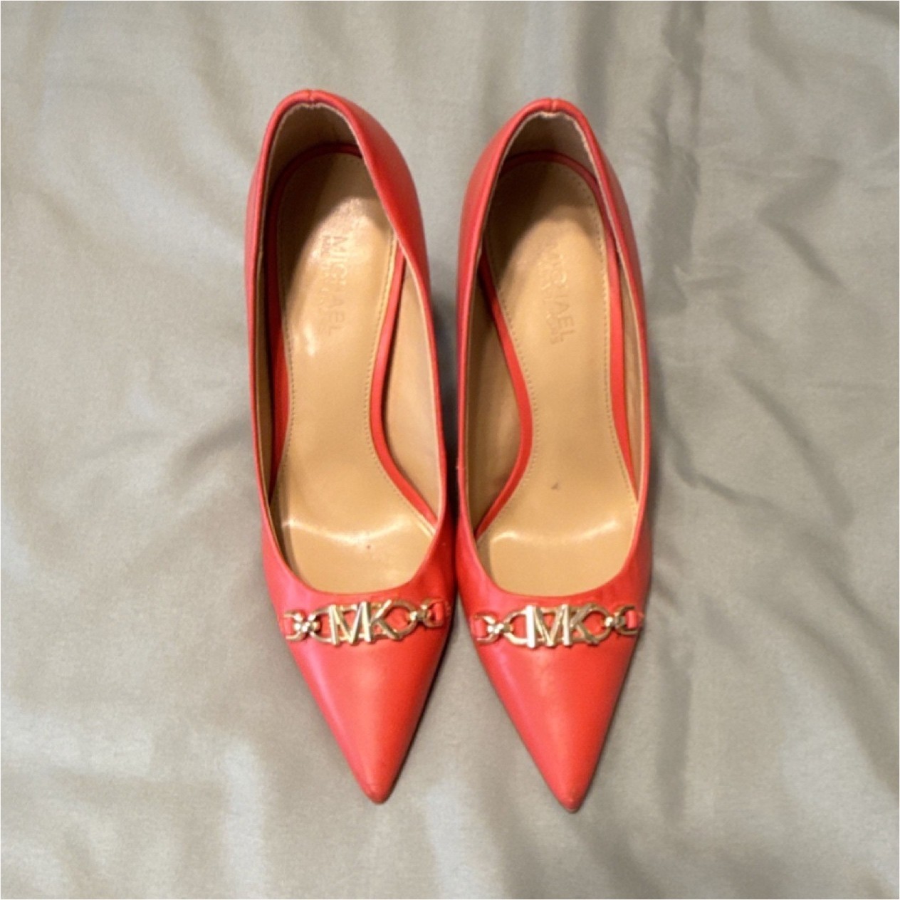 MICHAEL Michael Kors Women’s Pink Pointed Toe Logo Stiletto Slip-On Pumps