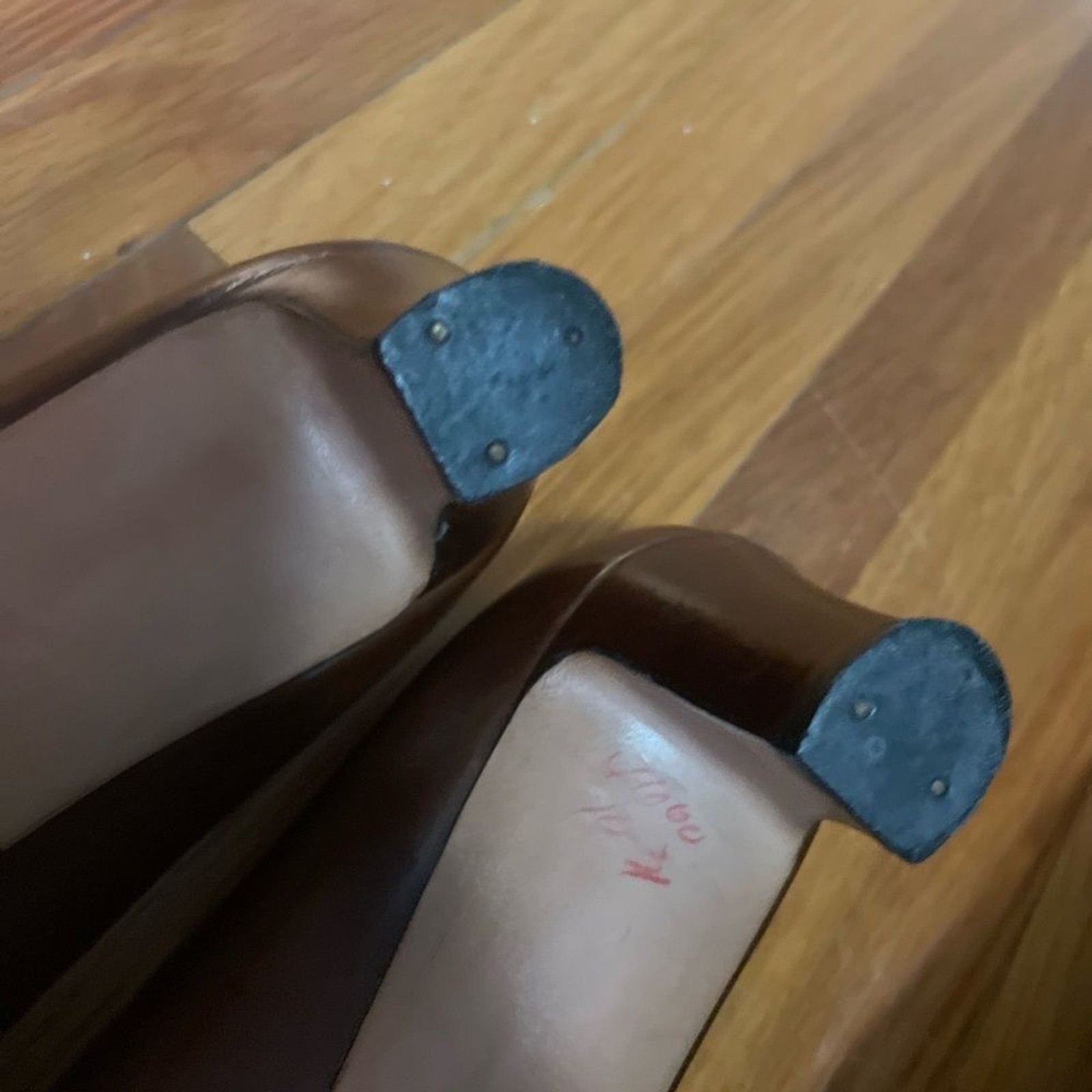 Salvatore Ferragamo brown low heel leather pumps size 9 AAA