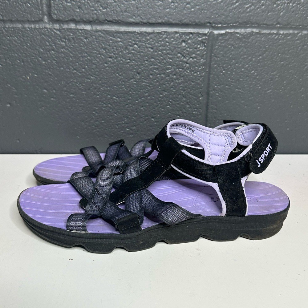 JSport Brand – Sandals – Black and Purple Strappy Sandals – Women’s size 9