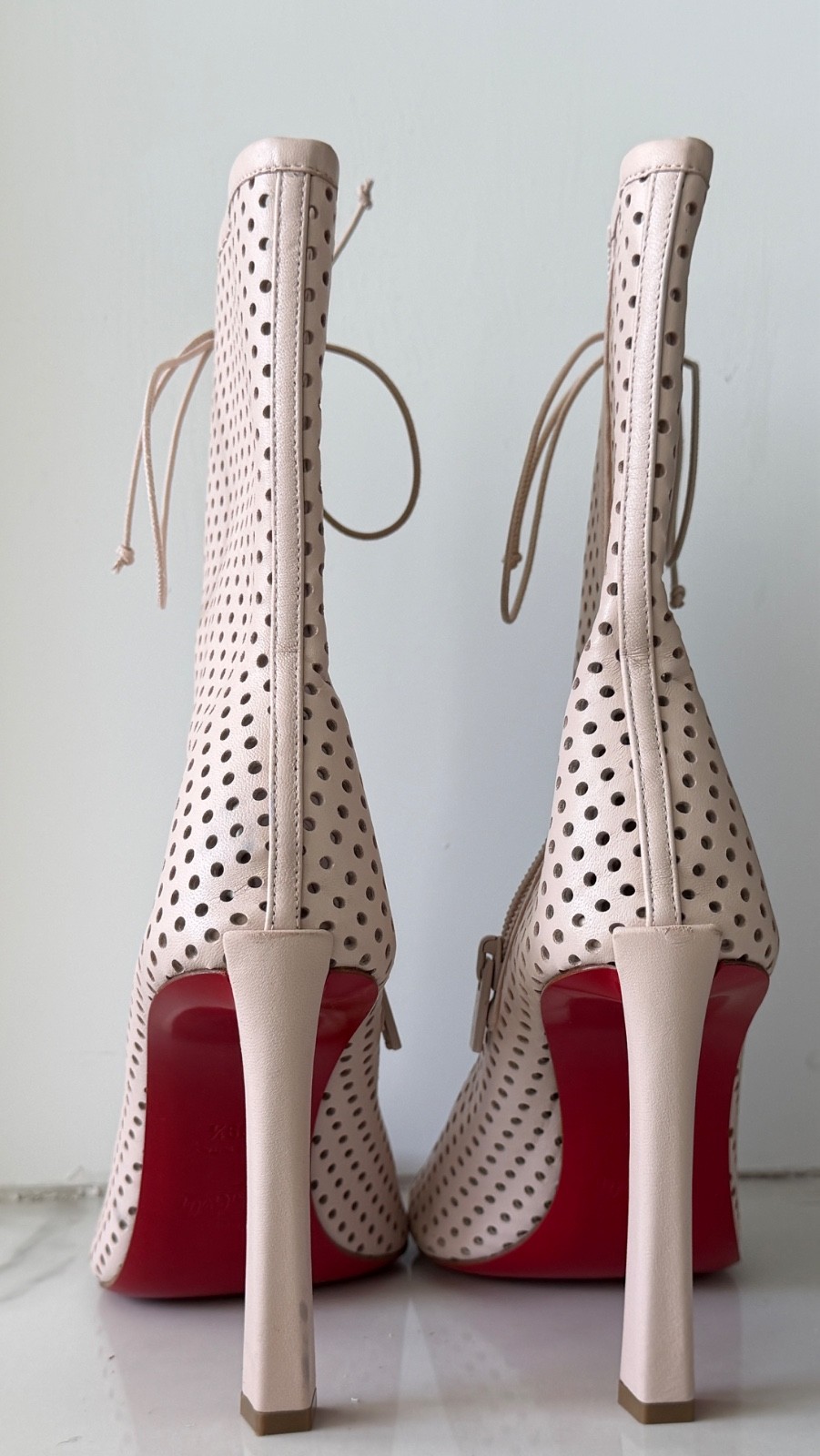 Christian Louboutin Open Condora Booty 100 in Leche Leather 39 1/2