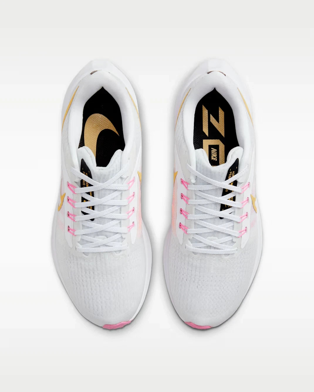 Nike Air Zoom Pegasus 39 White Gold Pink Mesh Sneakers DH4072-104 Womens Size