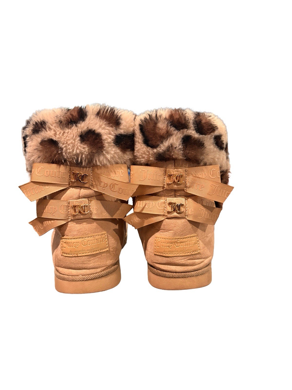 Juicy Couture King 2B Beige Suede Ankle Bootie Faux Fur Lined Bow Slip On 9