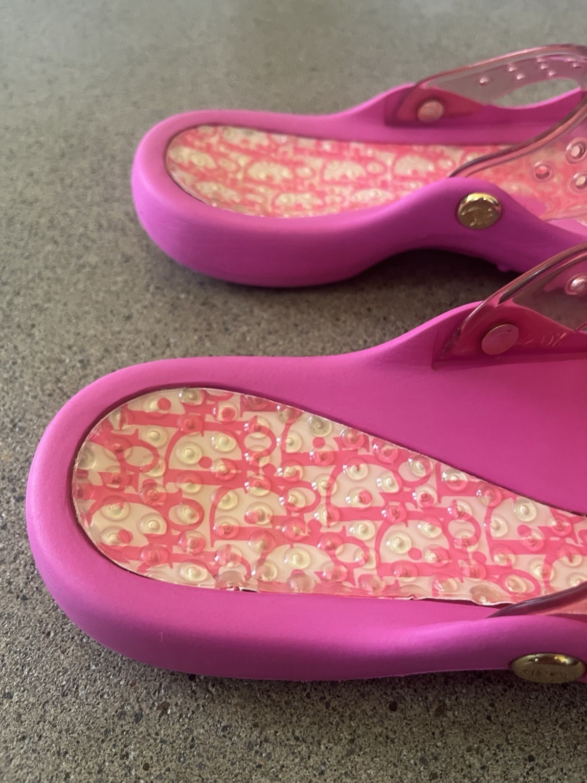 Vintage Christian Dior Galliano Diorissimo Monogram Clear Slide Sandals Pink 42