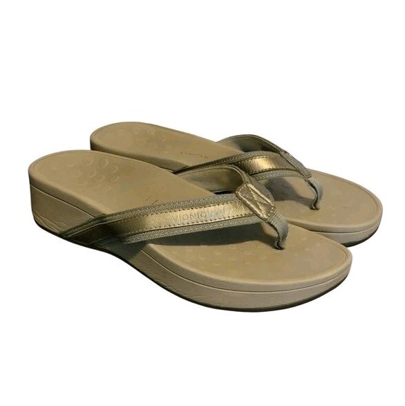 VIONIC High Tide Platform Gray Silver Sandals Flip Flops Size 8
