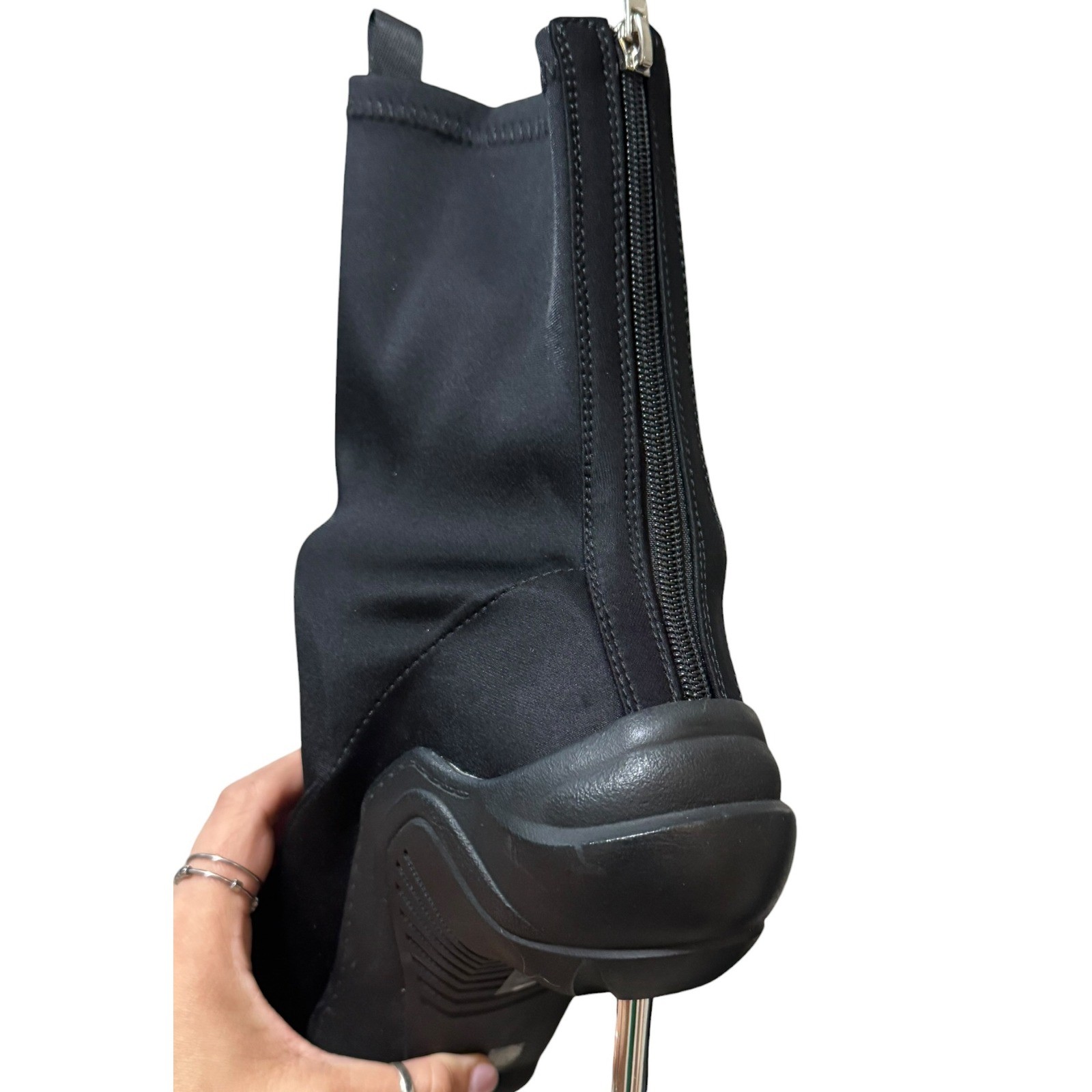 Azalea Wang Wilber Black Sock Boots Sz9 Pointed Toe Stiletto Heel Ankle Booties