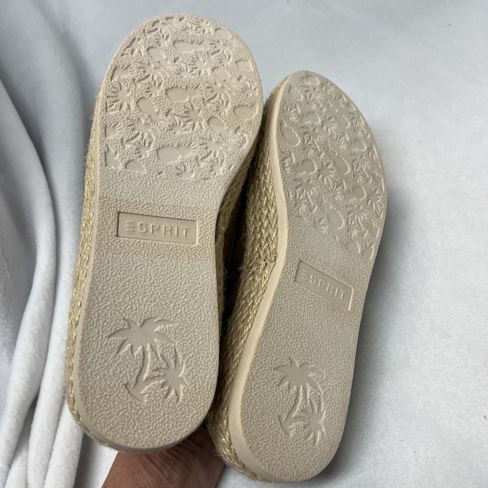 Esprit Nadine Espadrille Flats US 6.5M Tan Faux Suede Textile Uppers Casual Shoe