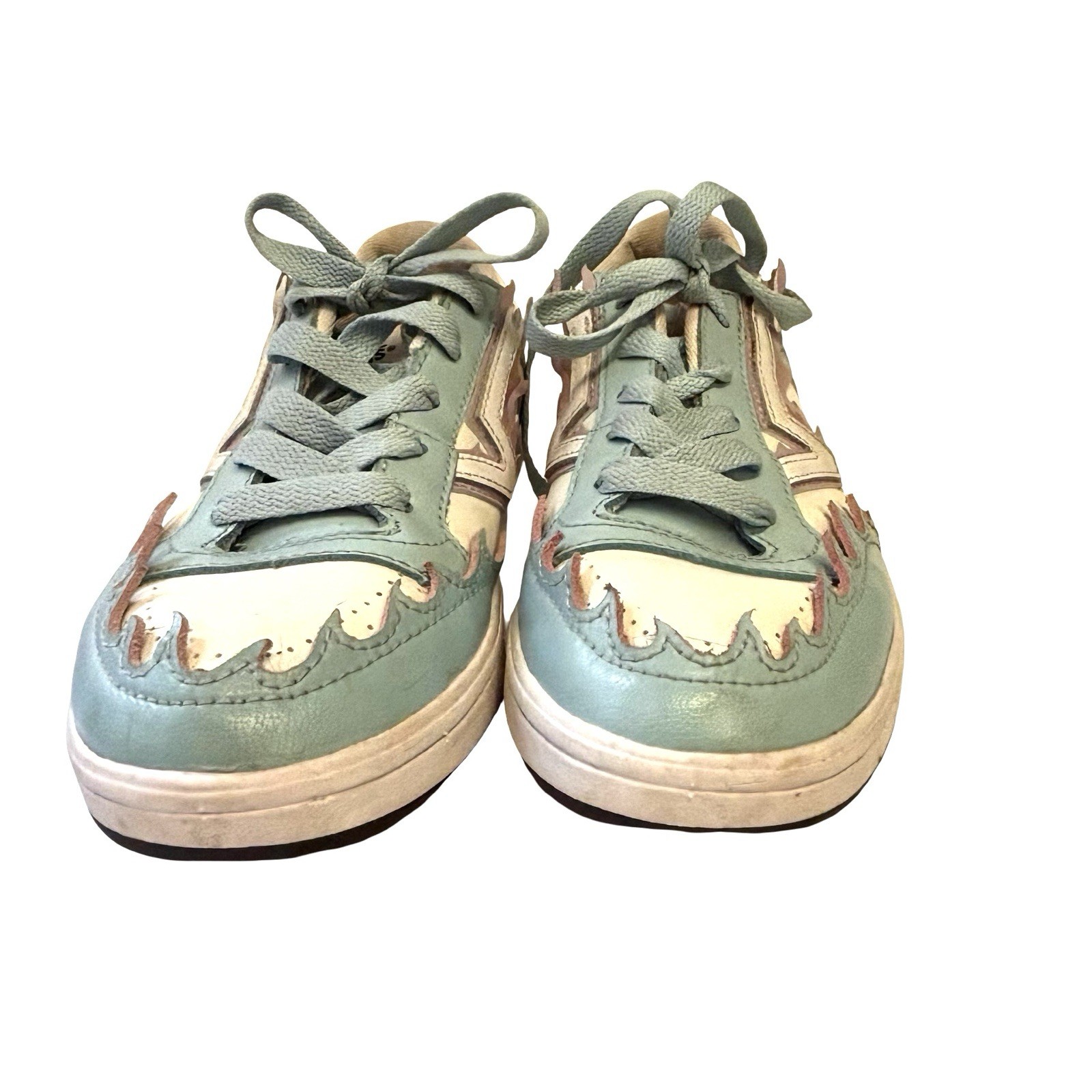 VANS Lowland CC Flame Sneakers Men 5 Women 6.5 Light Blue And White Leather
