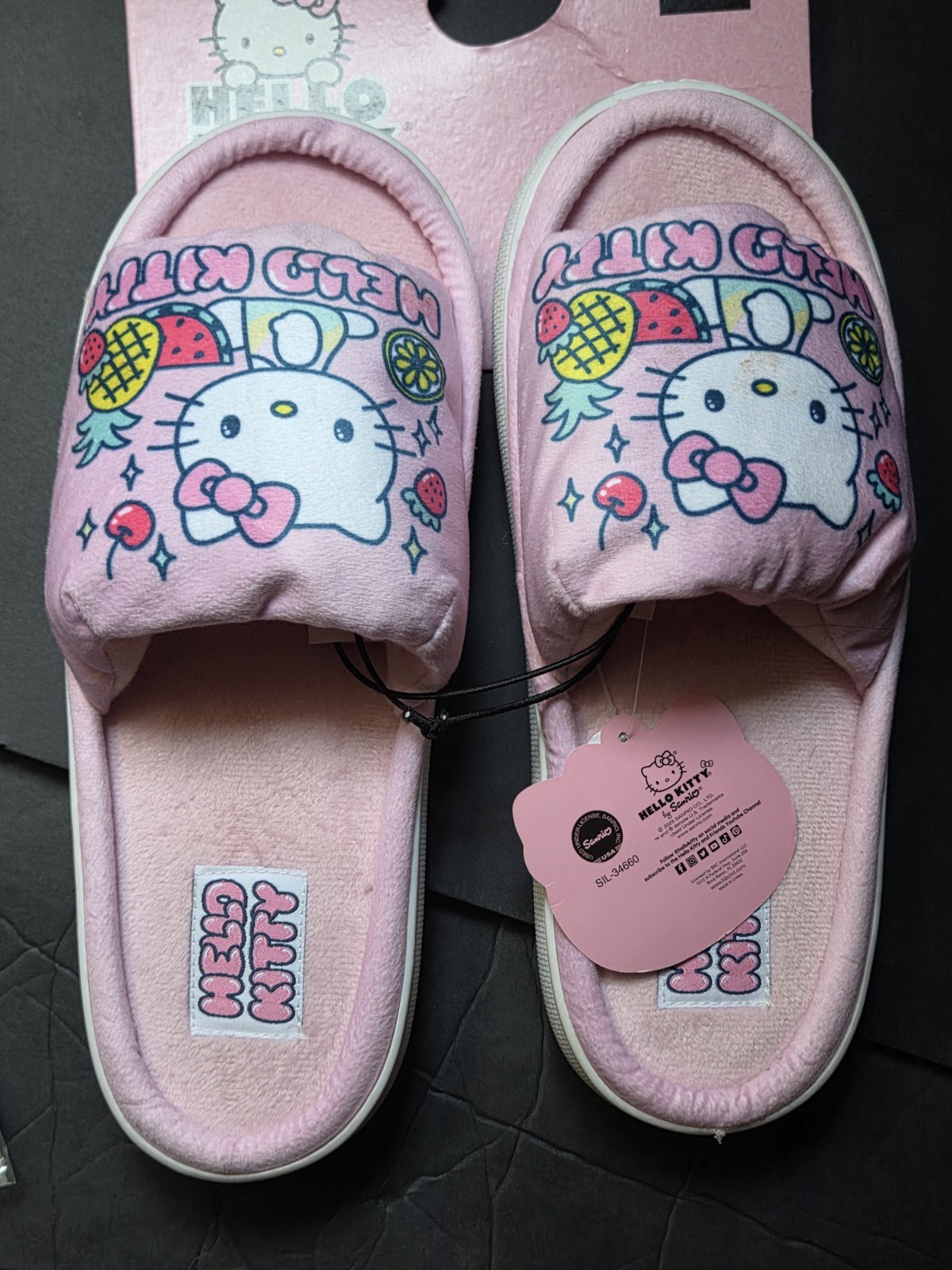 Hello Kitty Pink Puffy Slip-On Slippers Size M 7-8 New