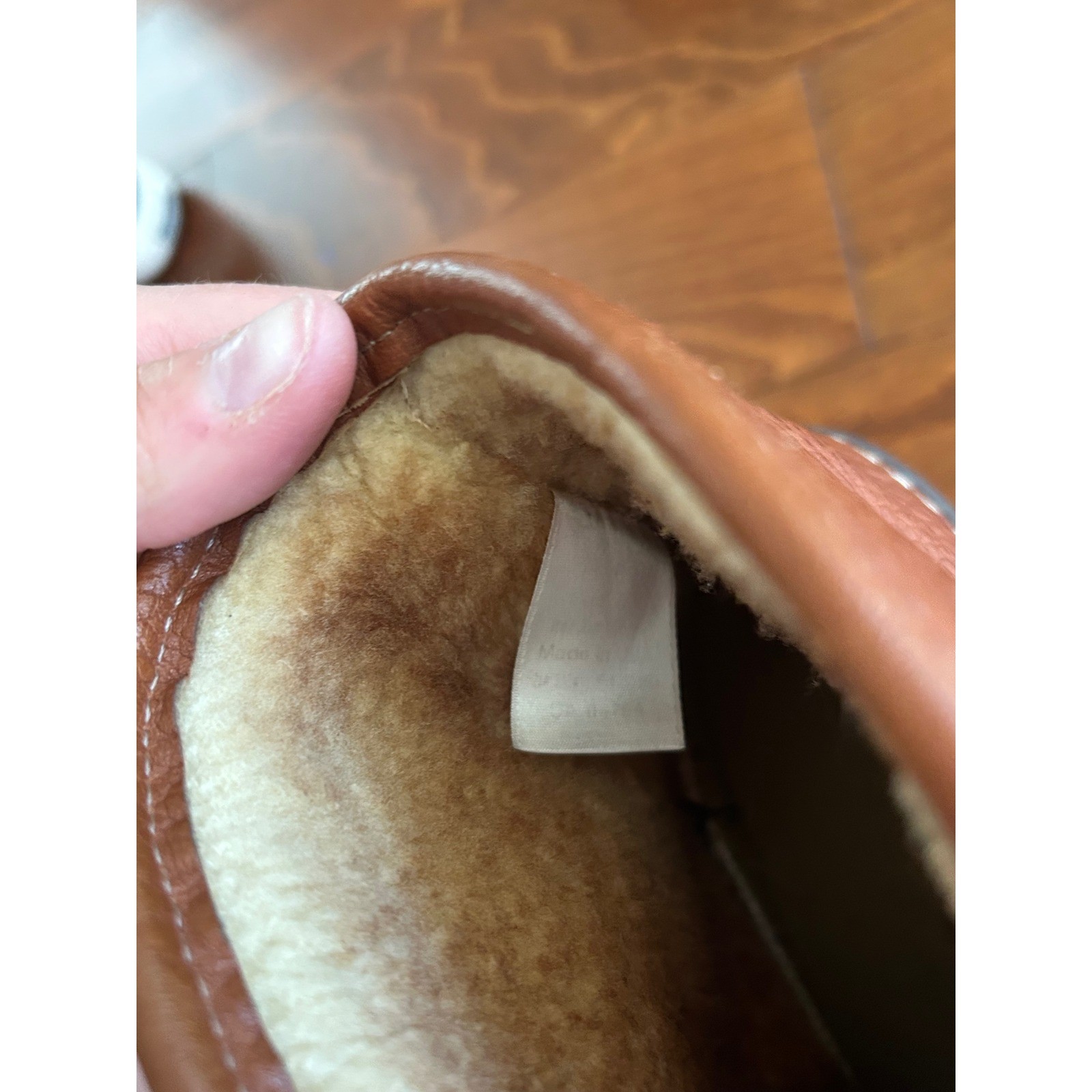 LL Bean Shearling Lined Lounger Bean Boots Brown Leather Duck Boots Womens 8.5??