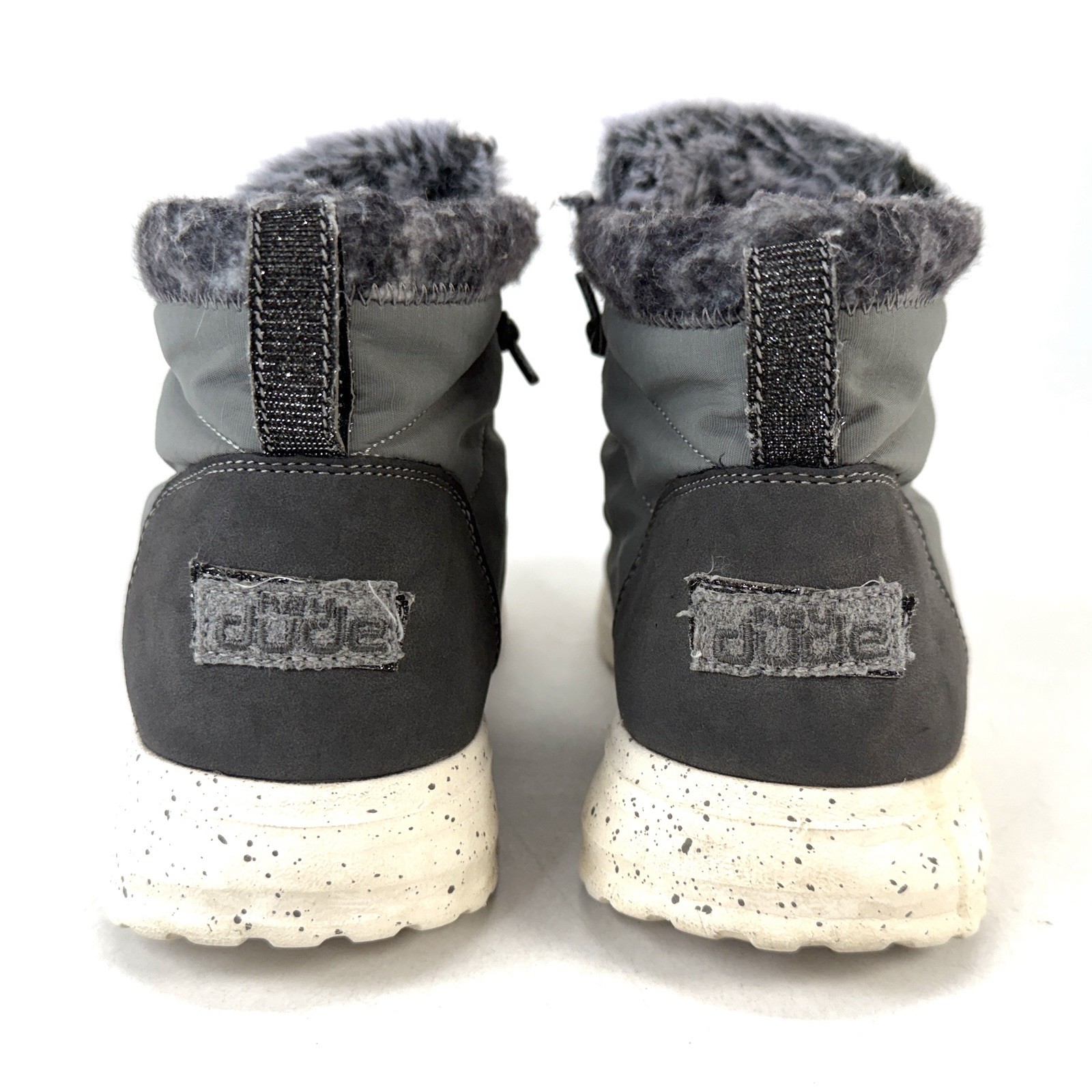 Hey Dude Brandy Women’s Grey Slip On Faux Fur Comfort High Top Booties Size 11