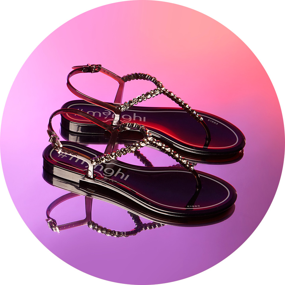 Women Sandals with Swarovski Crystal – Black Size 38 (US 7 – 7 1/2) Menghi