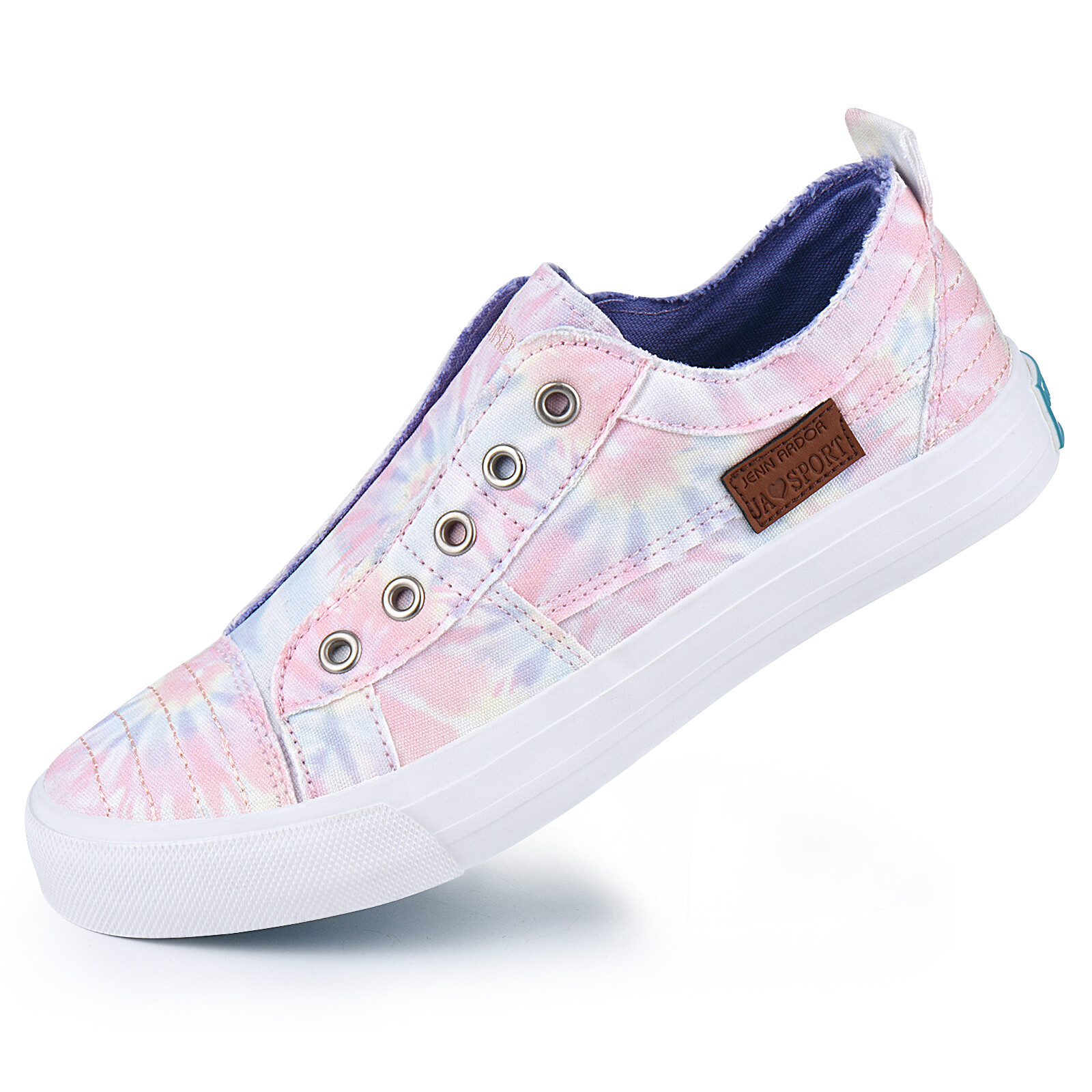 Womens Slip On Fashion Sneakers No Laces Casual Canvas Flats Tennis Walking Shoe
