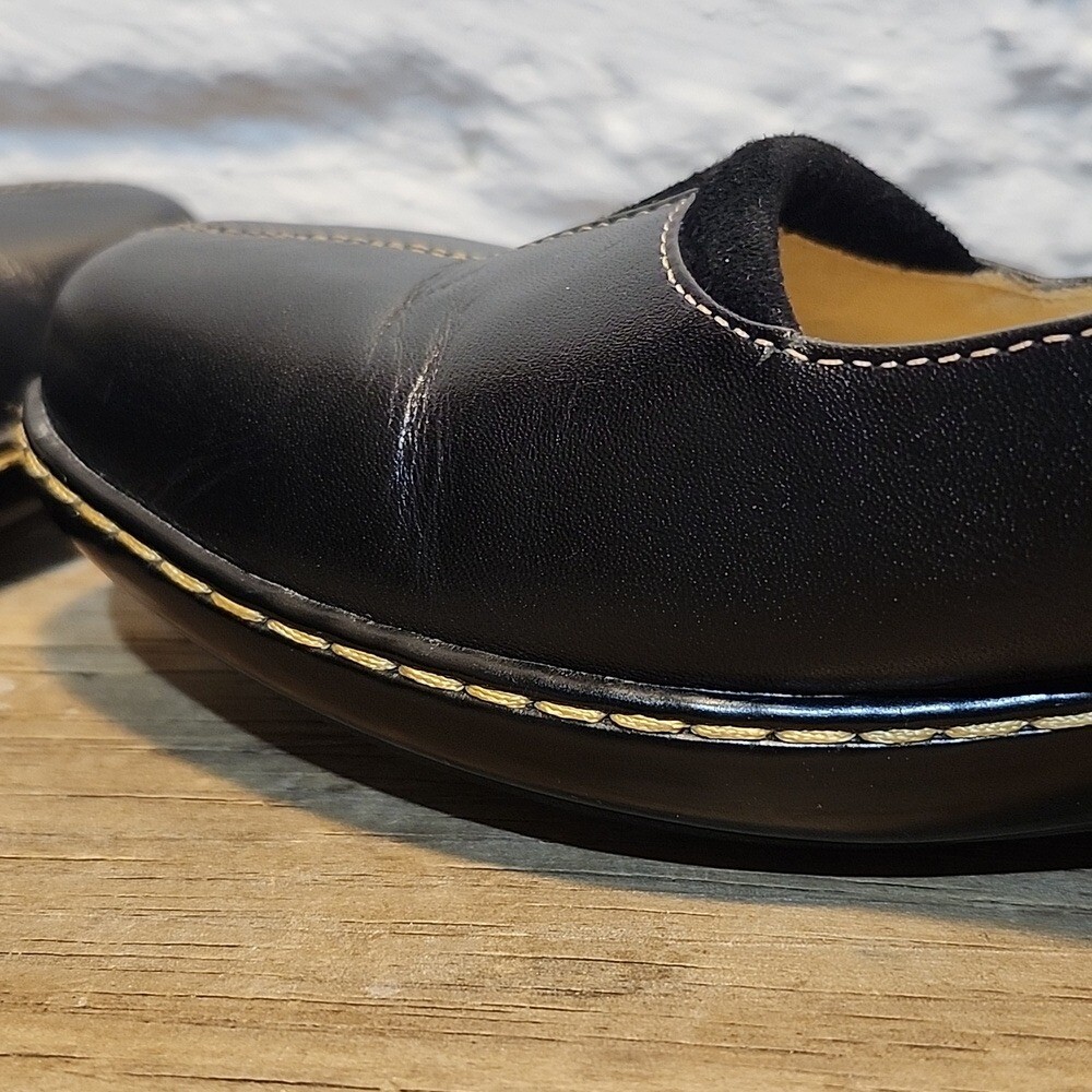 Supremes By Soft Spots Elegant Black Slip On Women’s Leather Flats Size 10N