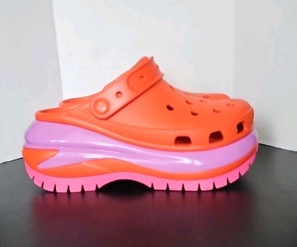 Crocs Women’s 7 Mega Crush Clog Platform Sandals – Orange Pink Purple – Beach