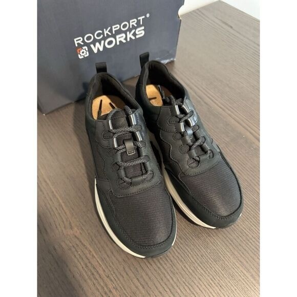 Rockport Pulse Tech Work Womens 7.5 M Black Composite Toe Safety Sneakers RK771