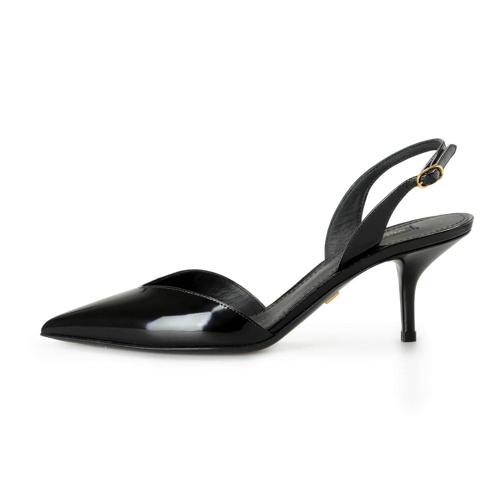 Dolce & Gabbana Women’s Black Leather Heeled Slingback Pumps Shoes US 6 IT 36