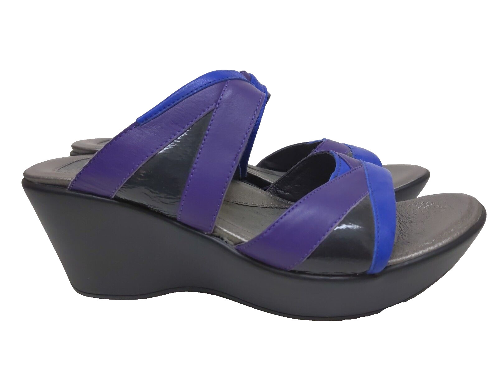 $165 NAOT 41 10 Sandals Siren Platform Slides Purple/Black/Blue Wedge