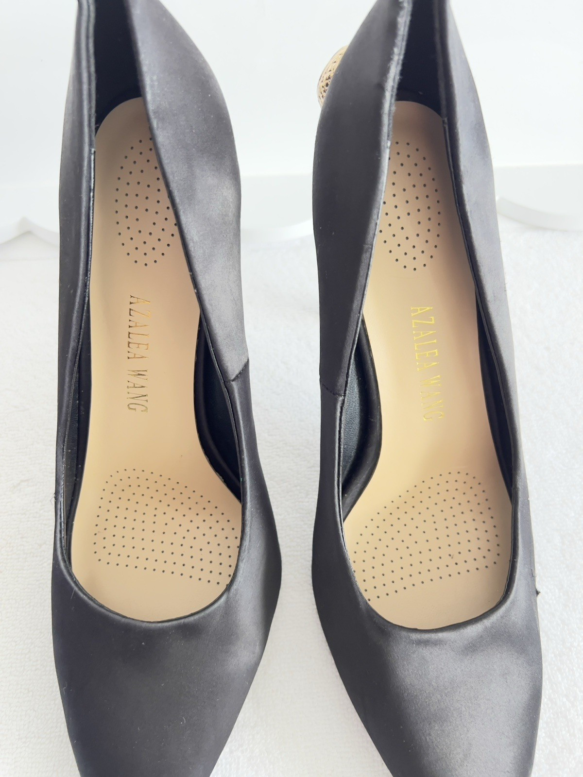 Azalea Wang Size 10 Snake Shoes Black Satin Stilleto