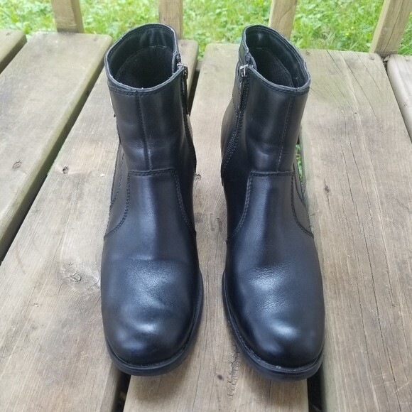 Harley Davidson Black Leather Zip Ankle Boots Booties 9 Punk Moto Goth Grunge