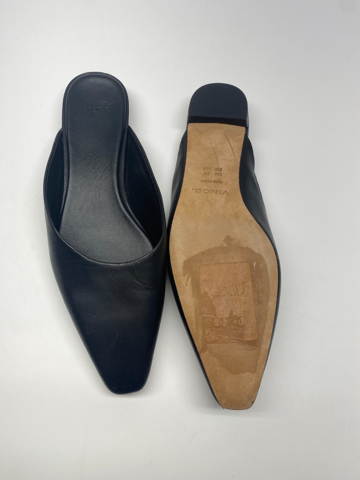 Vince Womens Ana Black Leather Slip On Mules Sz 8