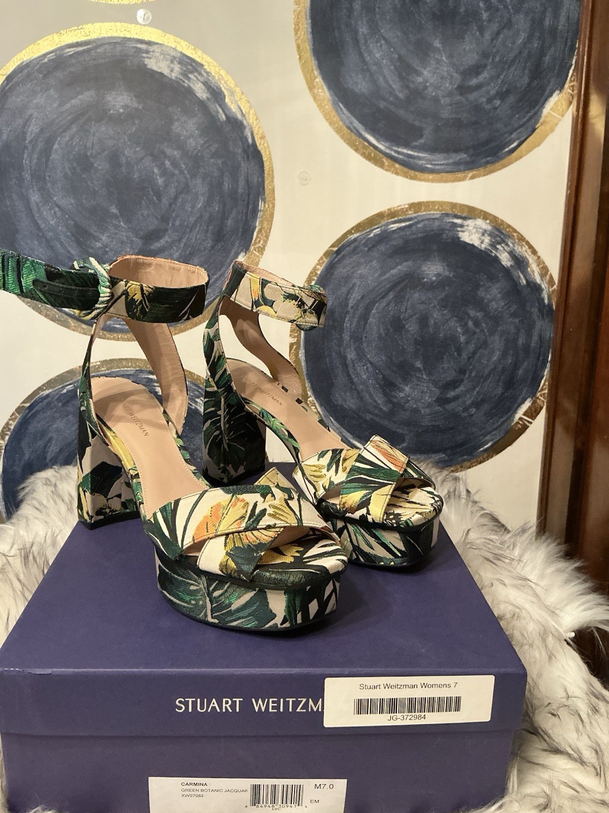 Stuart Weitzman Tropical Platform Sandal Heels 7 NWB
