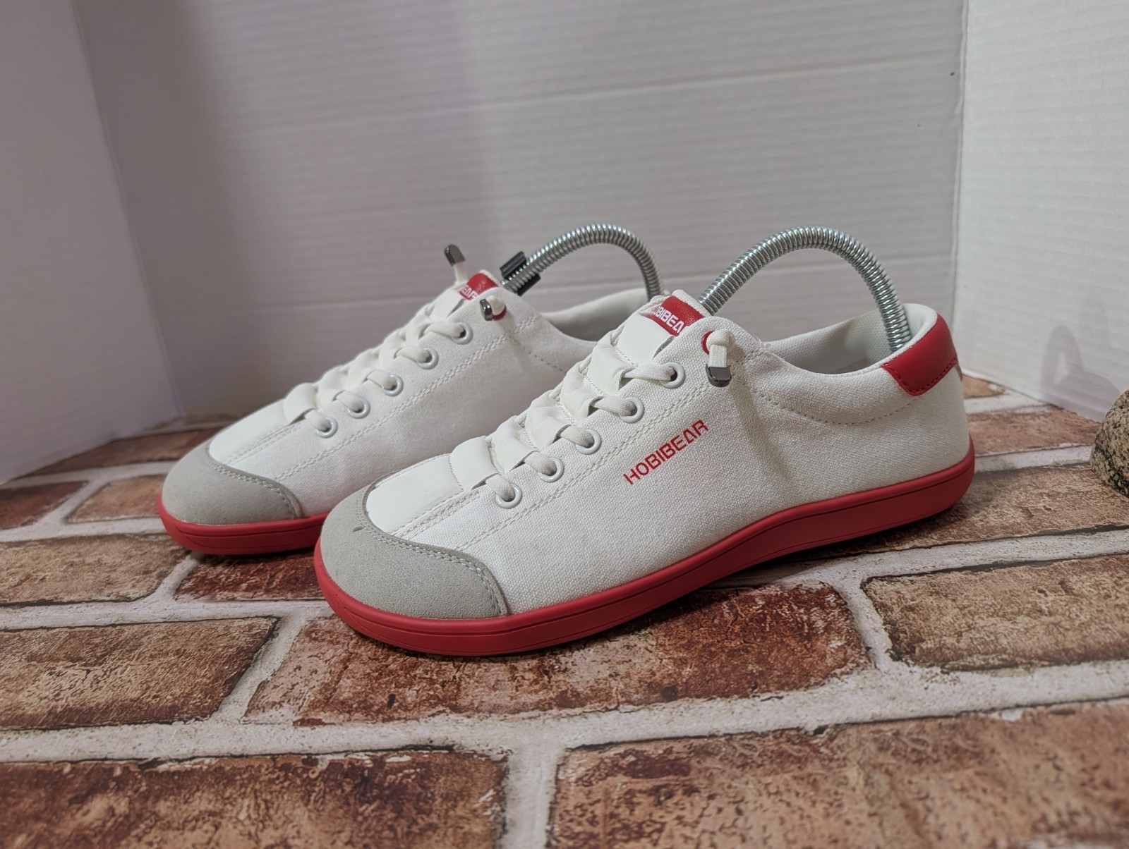 Hobibear Barefoot Shoes Canvas Sneakers White Red Grey Men 6.5 Women 8.5 EU 39