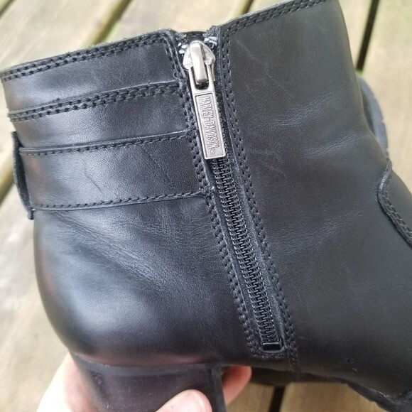 Harley Davidson Black Leather Zip Ankle Boots Booties 9 Punk Moto Goth Grunge