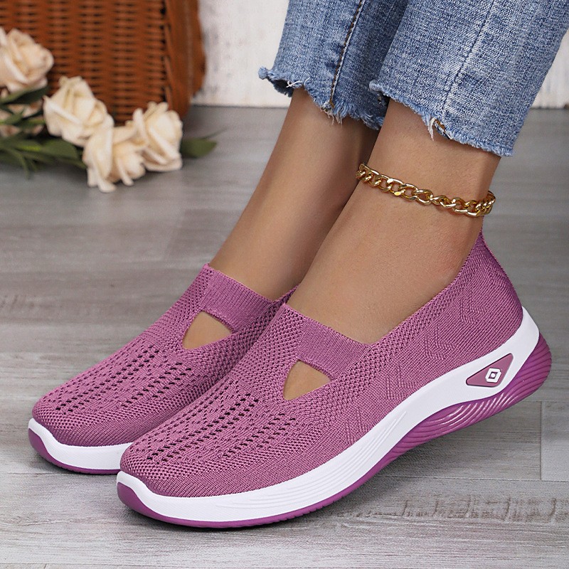 Women’s casual shoes, fly woven breathable shallow mouth cloth shoes lightweight