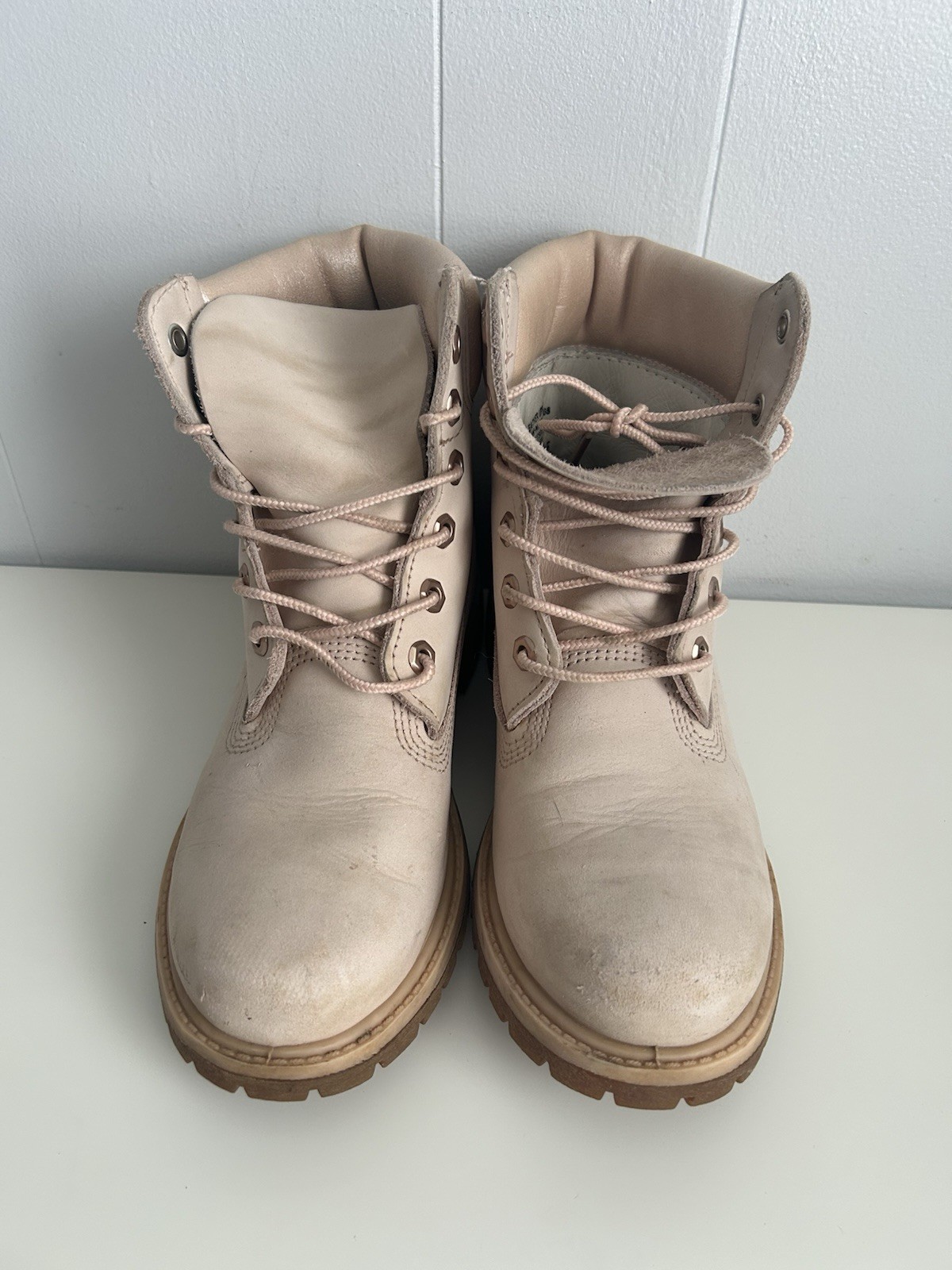 Timberland Women’s Boots Light Pink Leather 8 Med Premium Waterproof Rosegold