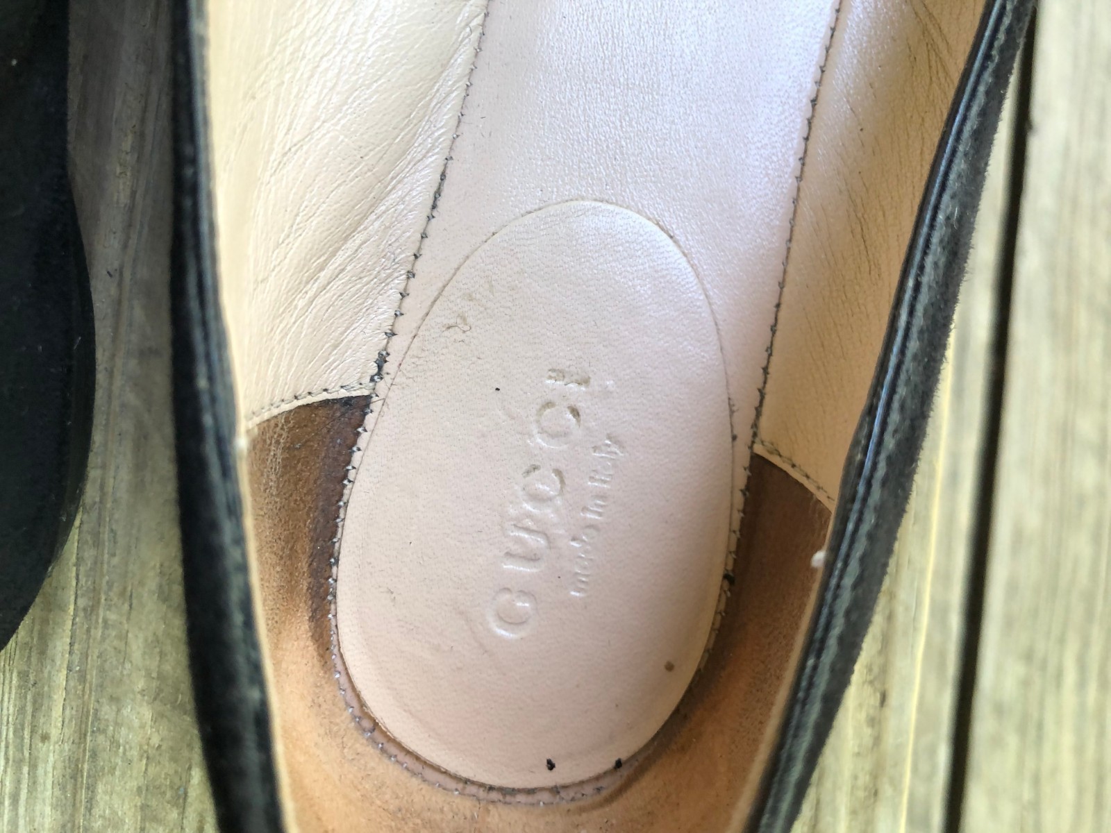 Gucci Black Leather Suede GG Marmont Fringe Ballet Flats Loafers Size 36.5-6.5