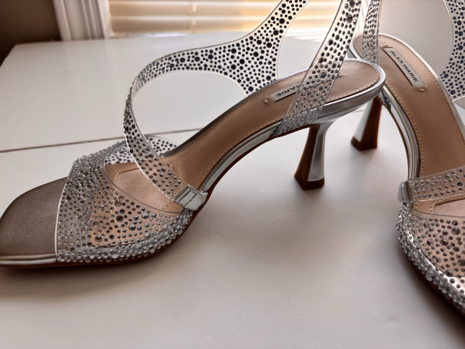 Silver Clear Rhinestone Evening Party Wedding Shoes Alex Marie Sutton
