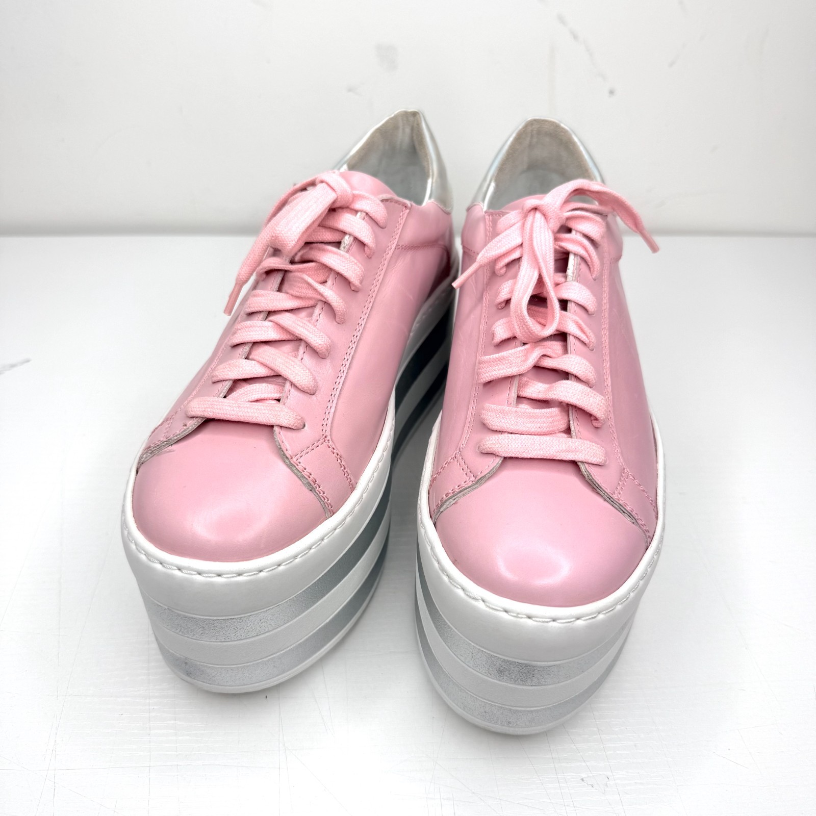 O JOUR Italy Lace Up Patent Coquette Balletcore Kawaii Platform Sneakers 39 8.5