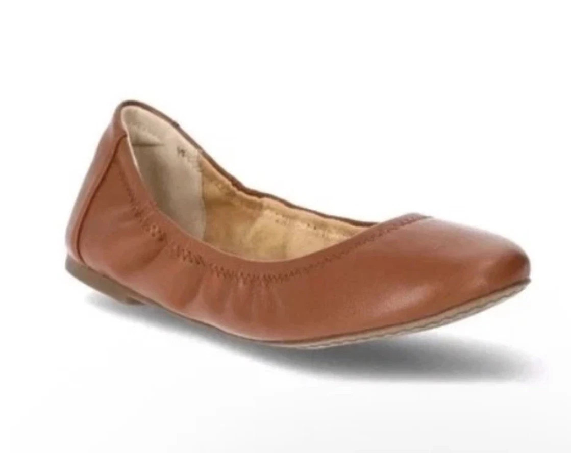 Time and Tru Brown Cognac Flats Scrunch Ballet Shoes Women’s Size NWT