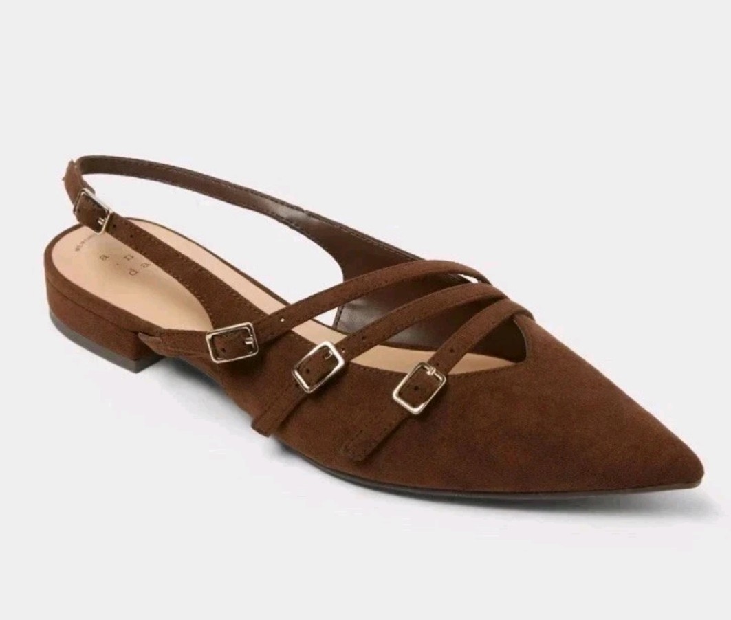 Women Twiggy Multi Buckle Mini Heel Flats with Memory Foam Insole -A New Day