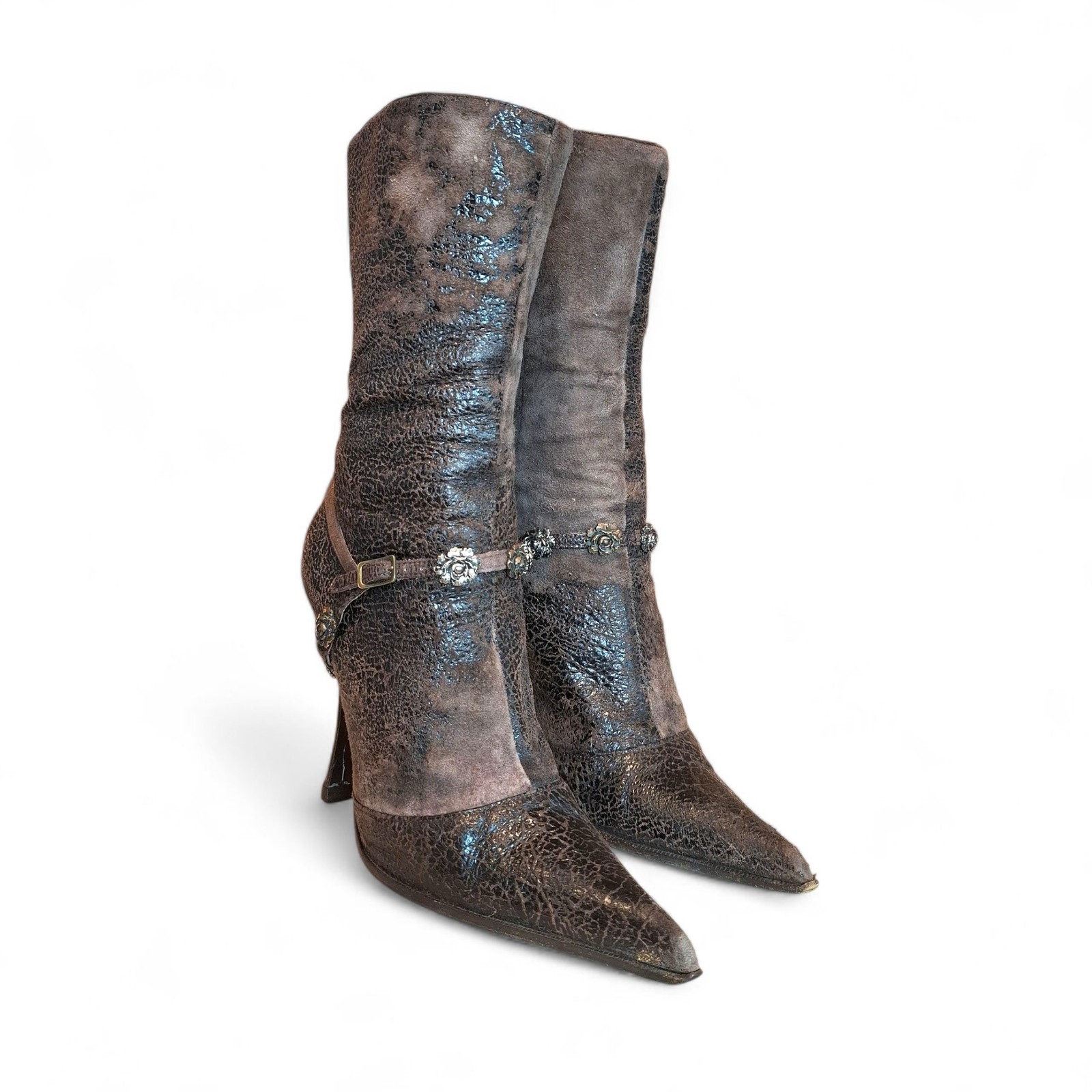 Roberto Cavalli Vicini Outsole Textured Stiletto Ankle Boots | EU 37 | US 7 | Ta
