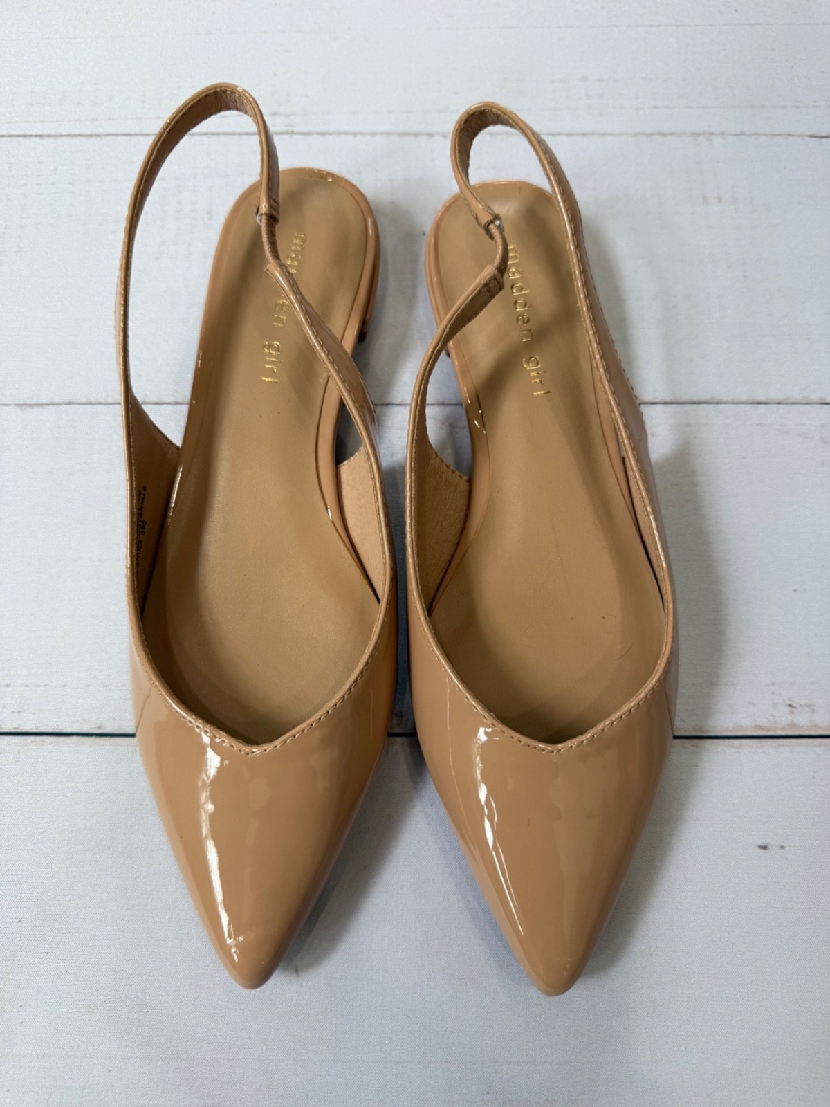 Madden Girl Delaney Ballet Flats Womens Size 7M Nude Patent Pointed Toe