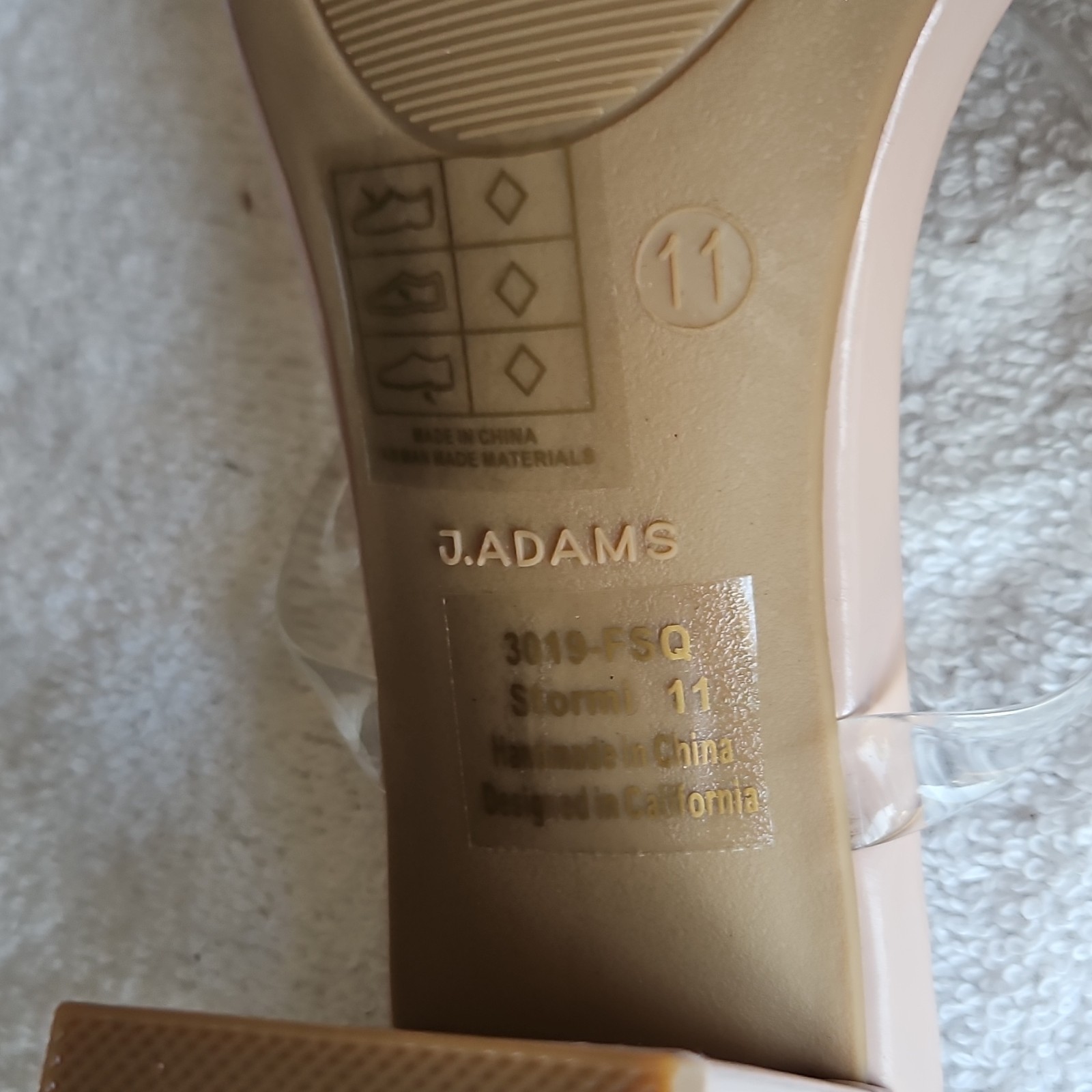 J. Adams Nude Clear Strap Strappy Block Heel Sandals Women’s Size 11