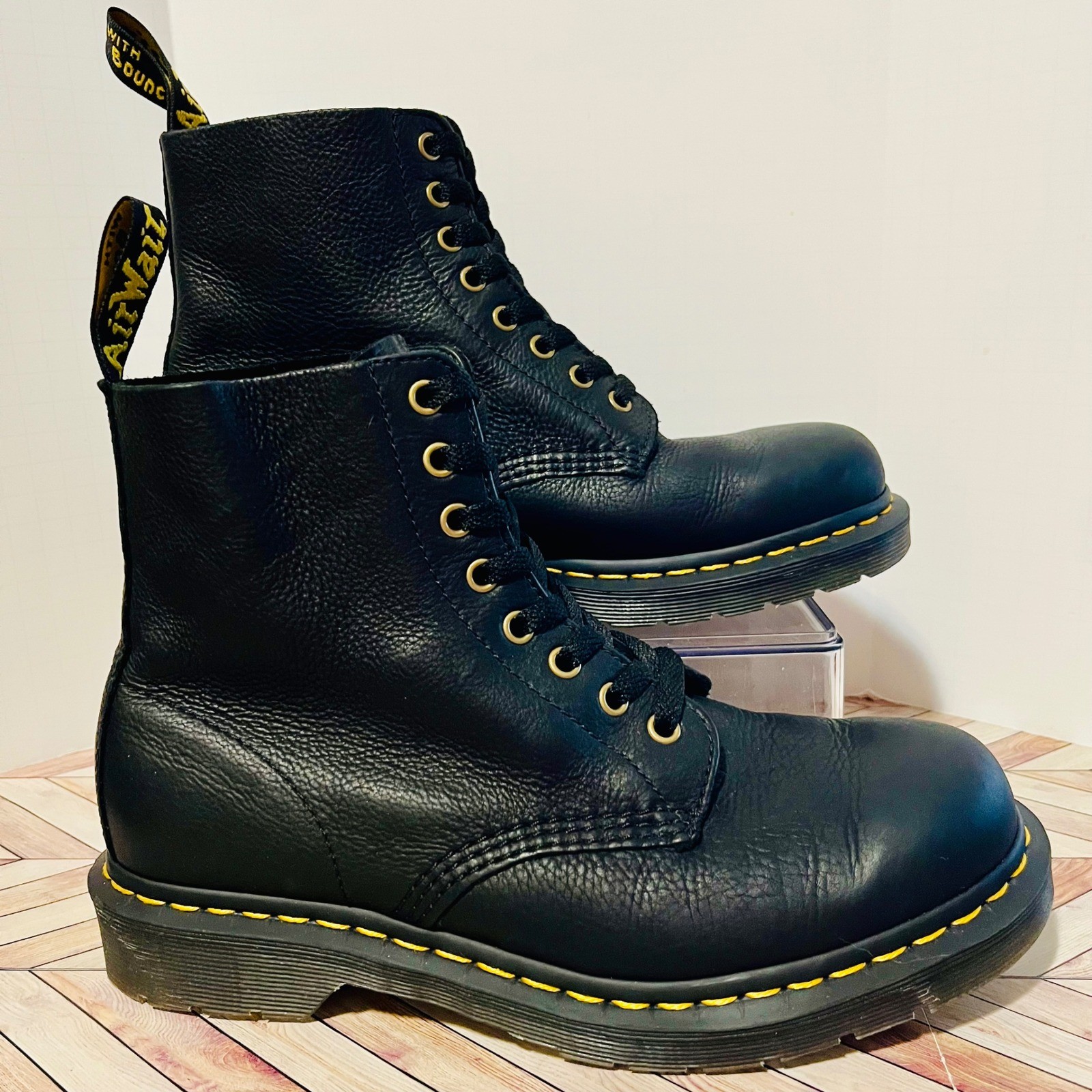 Dr Martens 1460 Pascal Black Virginia Leather Women 9 Men 8 Boots Goth Grunge
