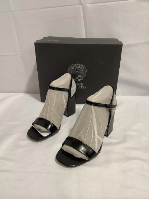 Women’s Size 8 Vince Camuto Herrica Black Strappy Block Heel Adjustable Sandals