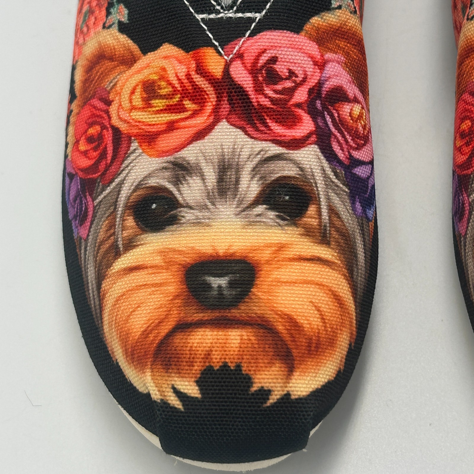 Yorkie Floral Dog Puppy Shoes Slip-on Shoes Womens 7.5 38 Groove Canvas Flats
