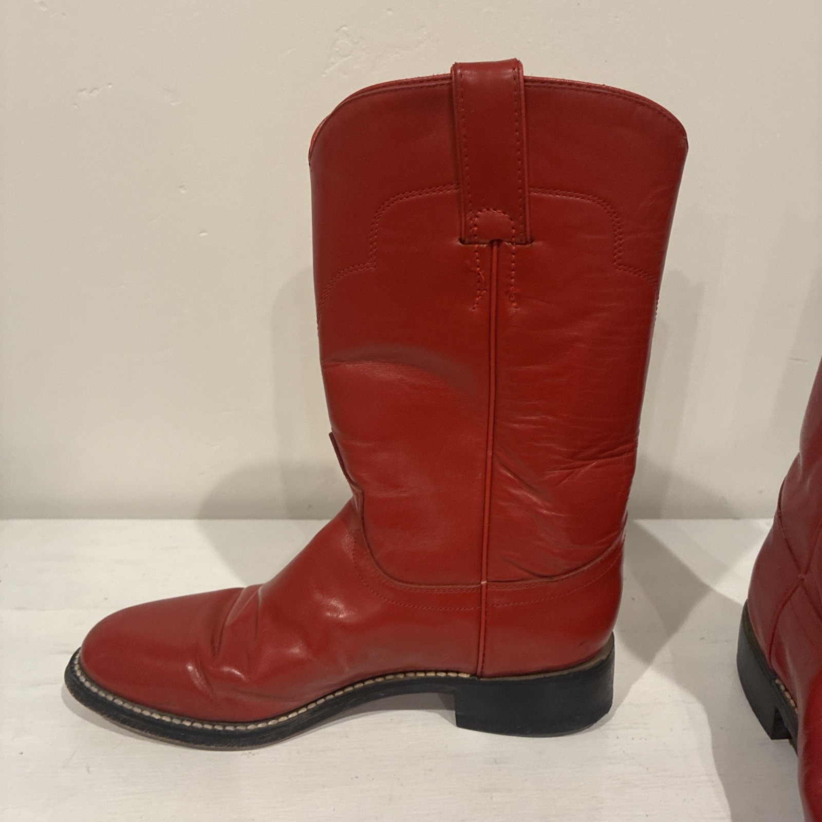 Vintage Tony Lama Women’s Red Leather Roper Cowgirl Boots Size US 5 1/2