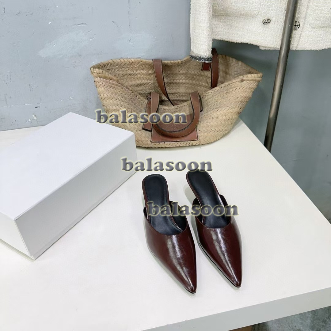 2026 Baotou semi-slipper pointed low heel women’s shoes fashion casual slippers