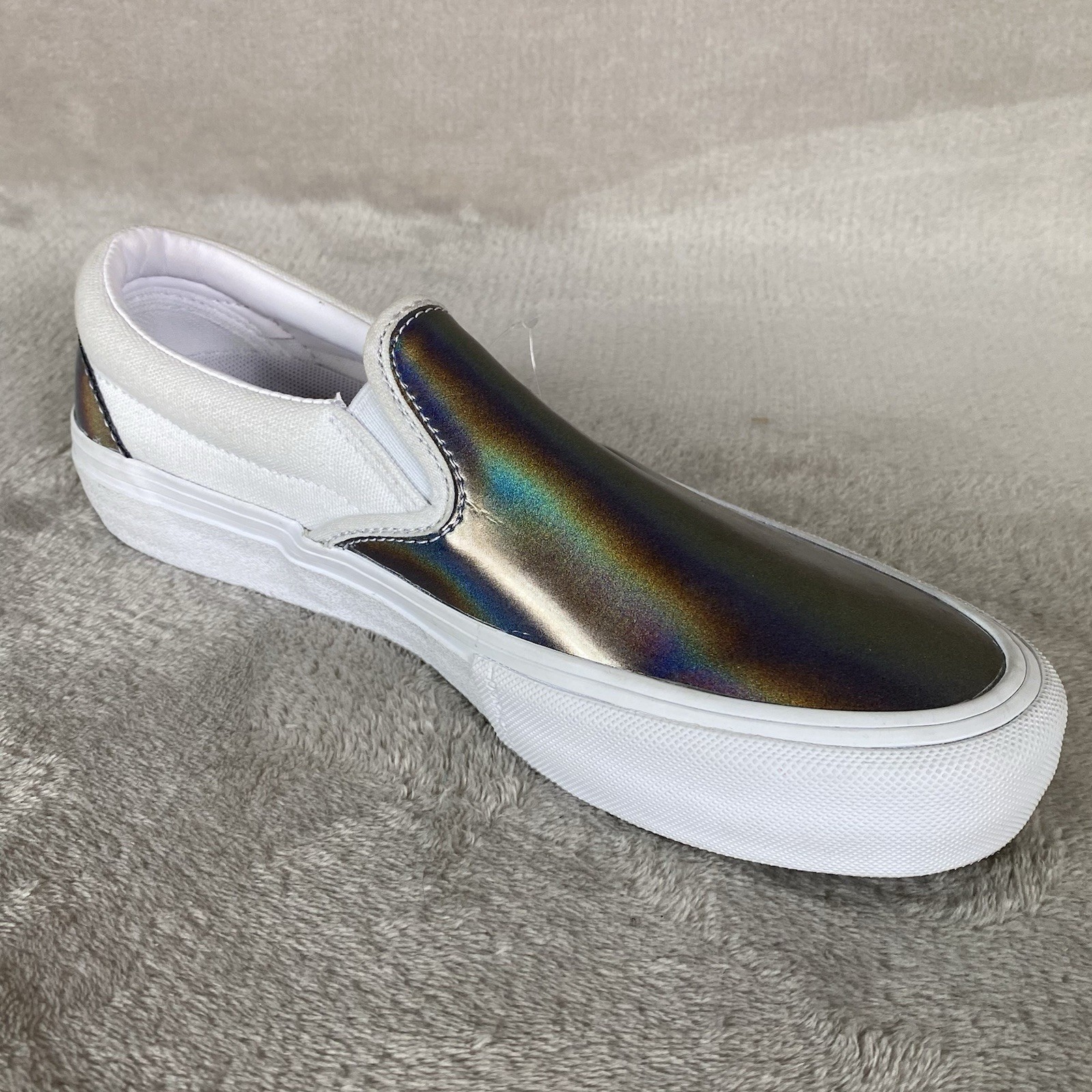 Vans Slip-On Pro Shoes Men 5 Women 6.5 White Iridescent Skate Sneakers NEW