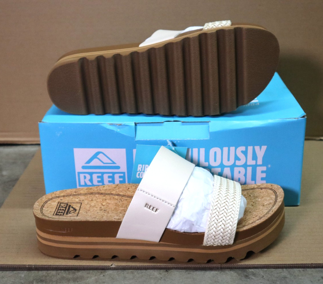Reef Cushion Vista Hi Comfort Platform Sandals Vintage White- Womens Size 6