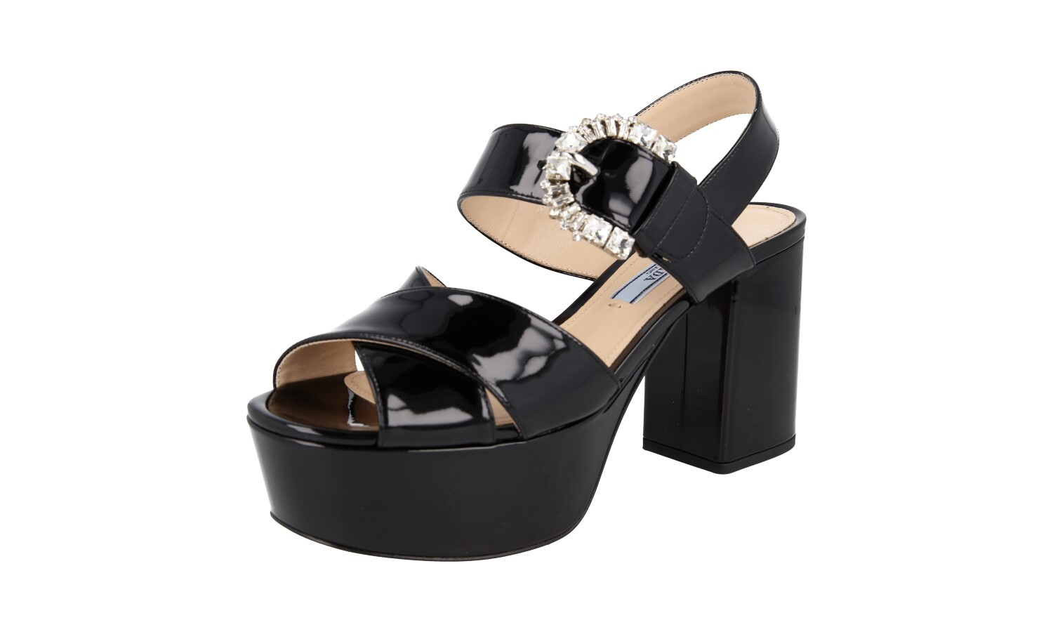 PRADA Patent Leather CRYSTAL Platform Pumps Sandals Shoes NEW – US 6.5 EU 36,5