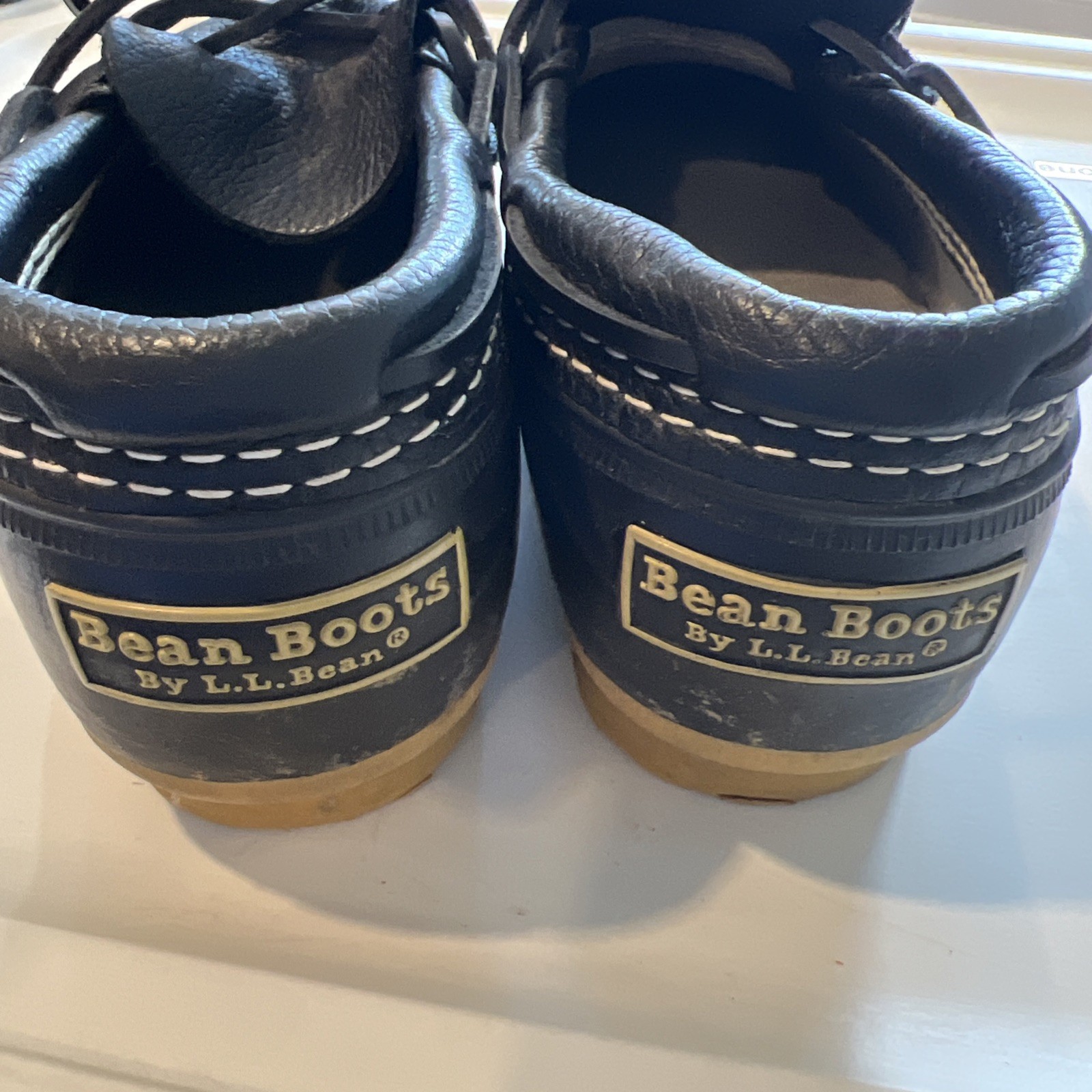 LL Bean Women Black Rubber Unlined Moccasin Gumshoes Duck Boots Size 8 W wide