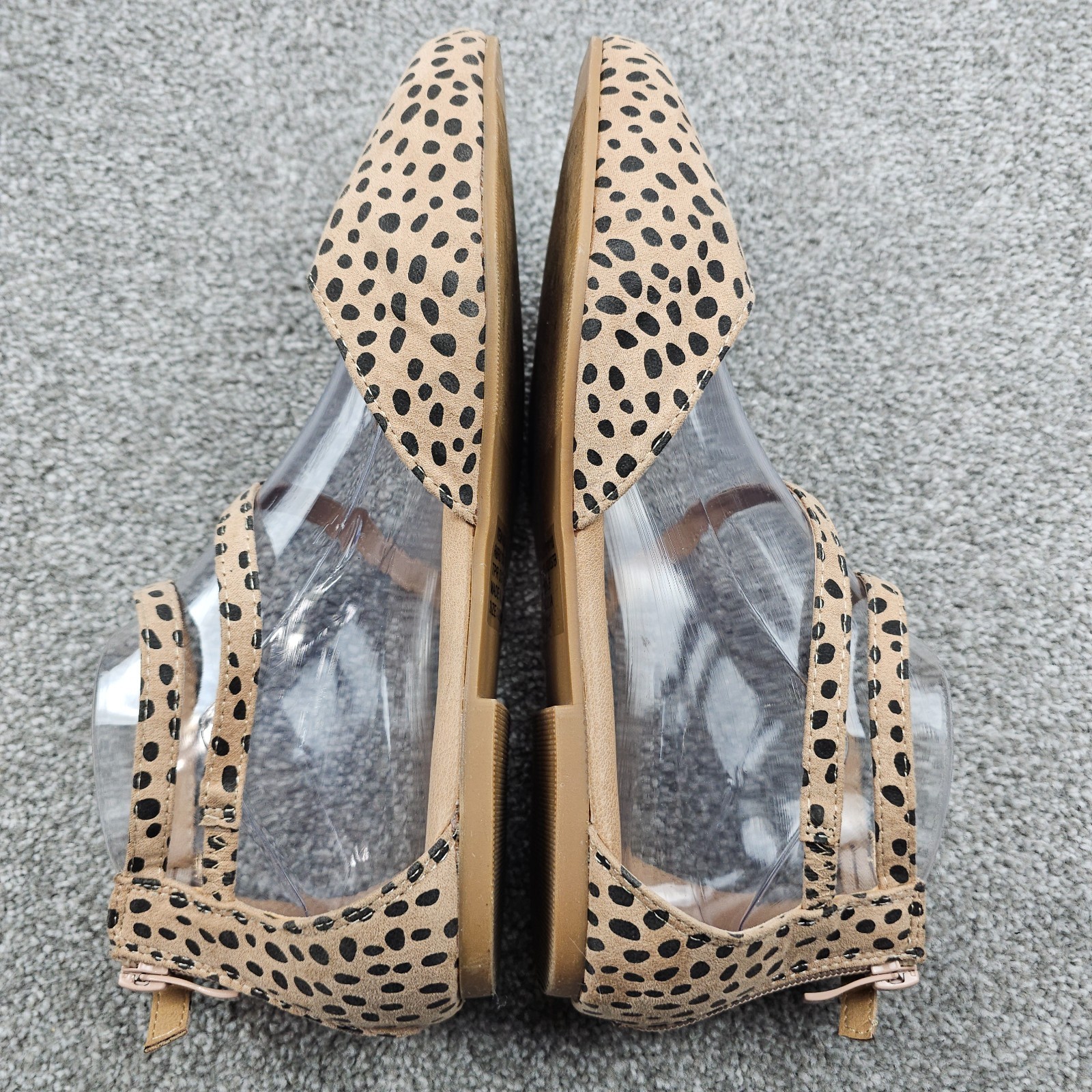 Torrid Ankle Strap D’Orsay Flats Shoes Tan Black Cheetah Spot Animal Womens 8.5