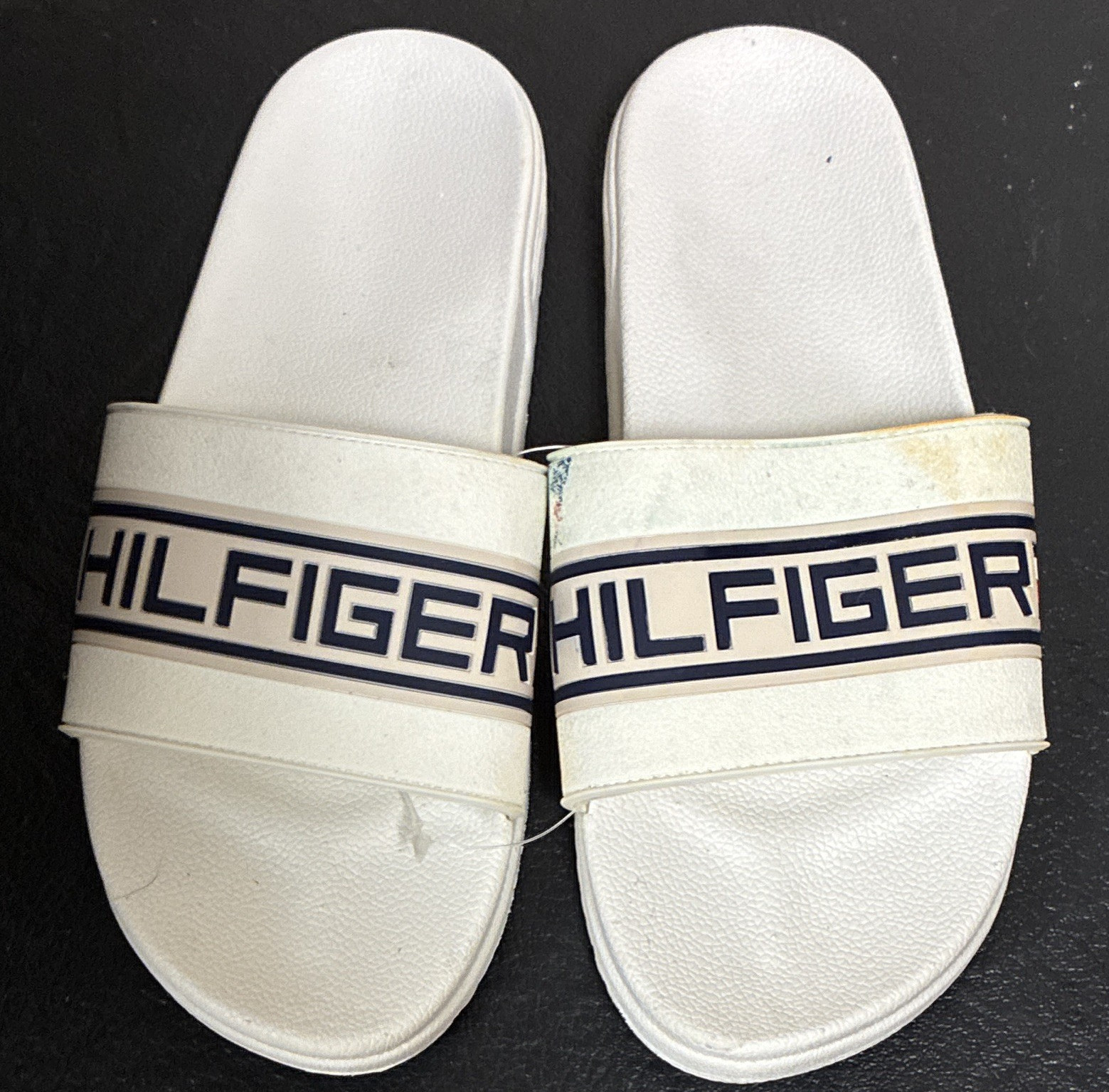 Tommy Hilfiger Women’s White Logo Slide Sandals Slip-On US 4 EU 35