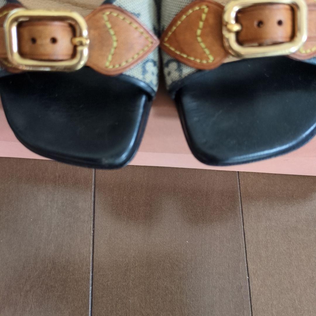 Rare Louis Vuitton Wedge Heels Mules Size EU36.5 / US6.5 Canvas Leather A1444